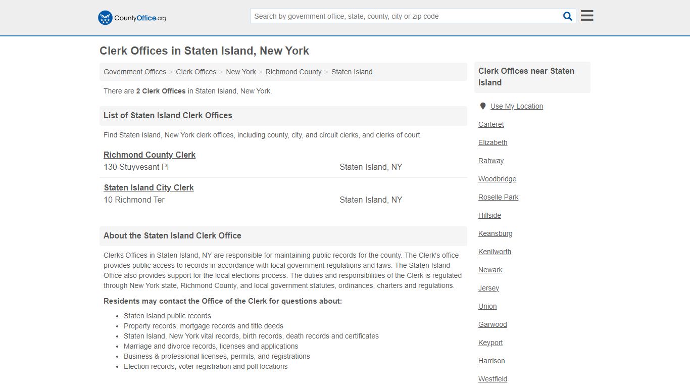 Clerk Offices - Staten Island, NY (County & Court Records)